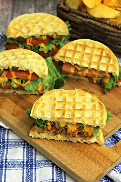 Chicken and waffle sandwich