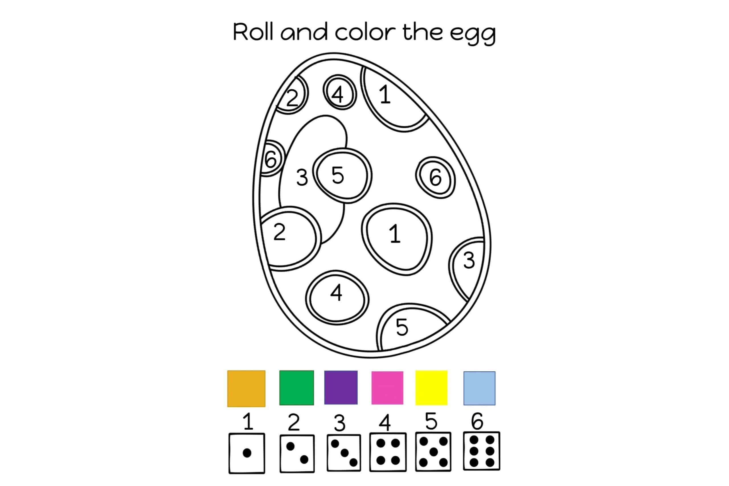 Preschool Roll and Color the Egg Math Game