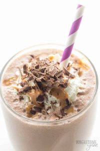 Healthy Chocolate Peanut Butter Low Carb Smoothie by Wholesome Yum
