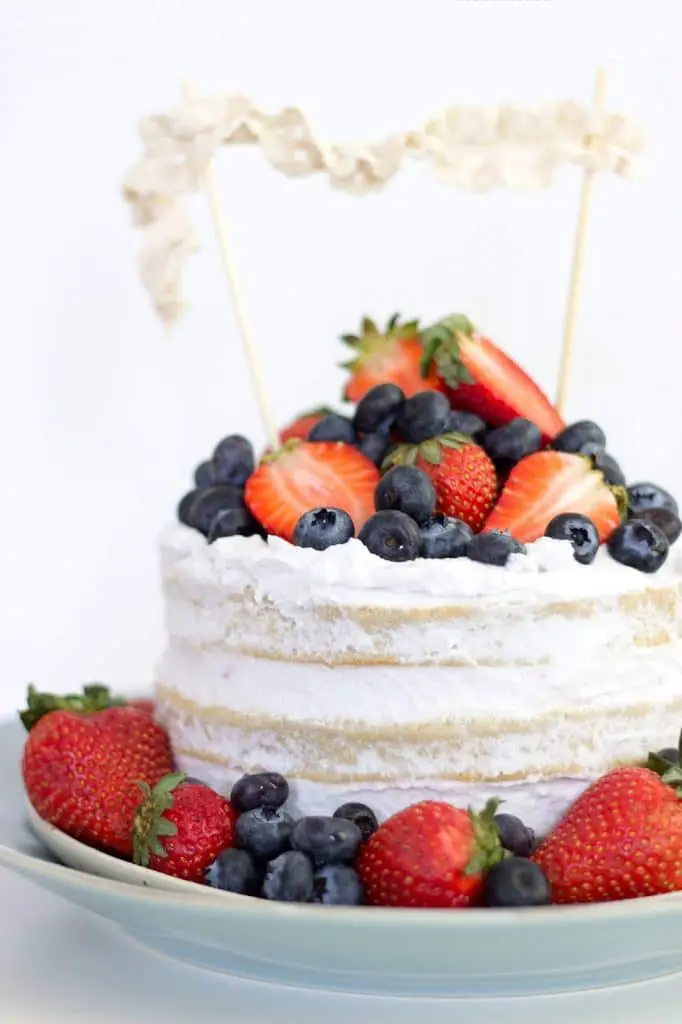 Recipe for vegan vanilla cake decorated for the 4th of July