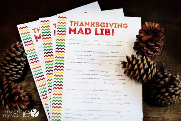 Thanksgiving mad libs