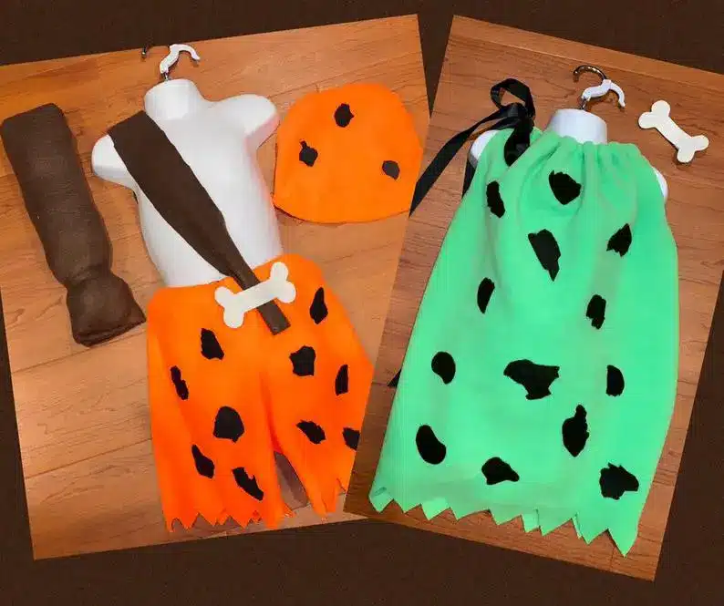Put your twins in these Pebbles and Bam Bam costumes for Halloween.