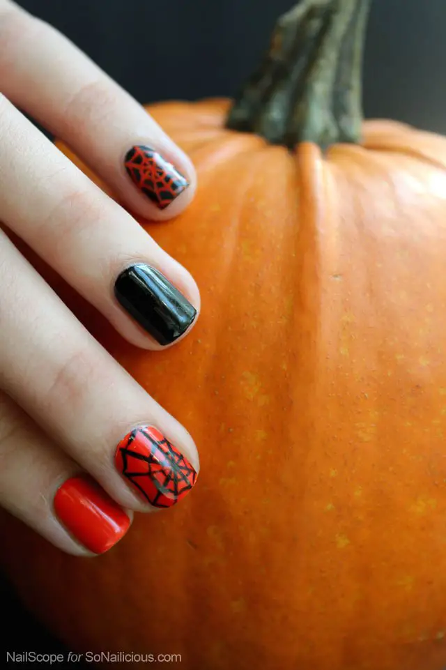 This spider web nail design is one of the Halloween nail art ideas in this post. 