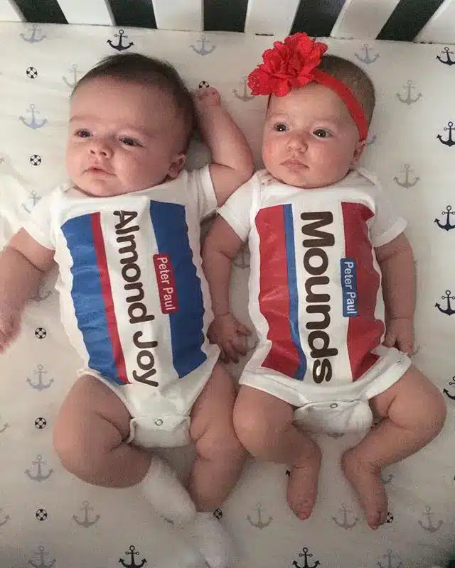 Halloween costumes with Almond Joy and Mounds