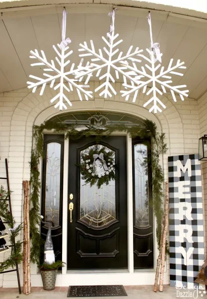Black and White Christmas Porch decor
