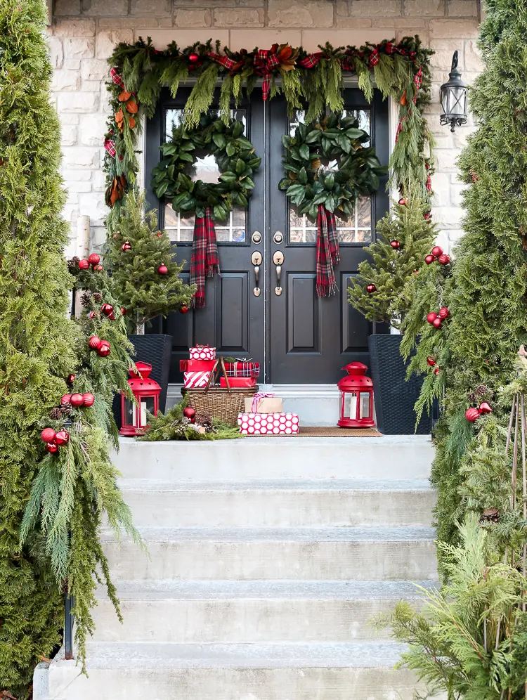 Porch with Greenery and Presents
