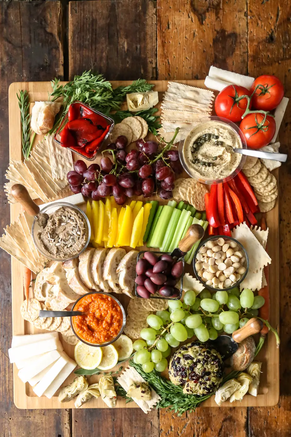 vegan cheese ball produce charcuterie board