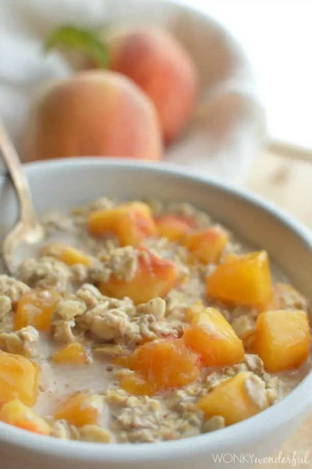 vegan peaches and cream oatmeal