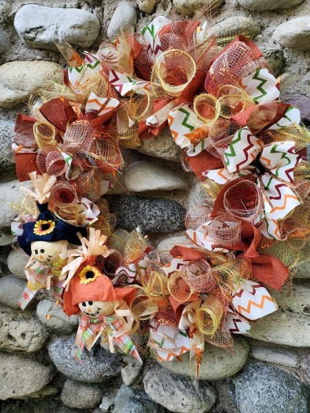 handmade scarecrow fall mesh wreath