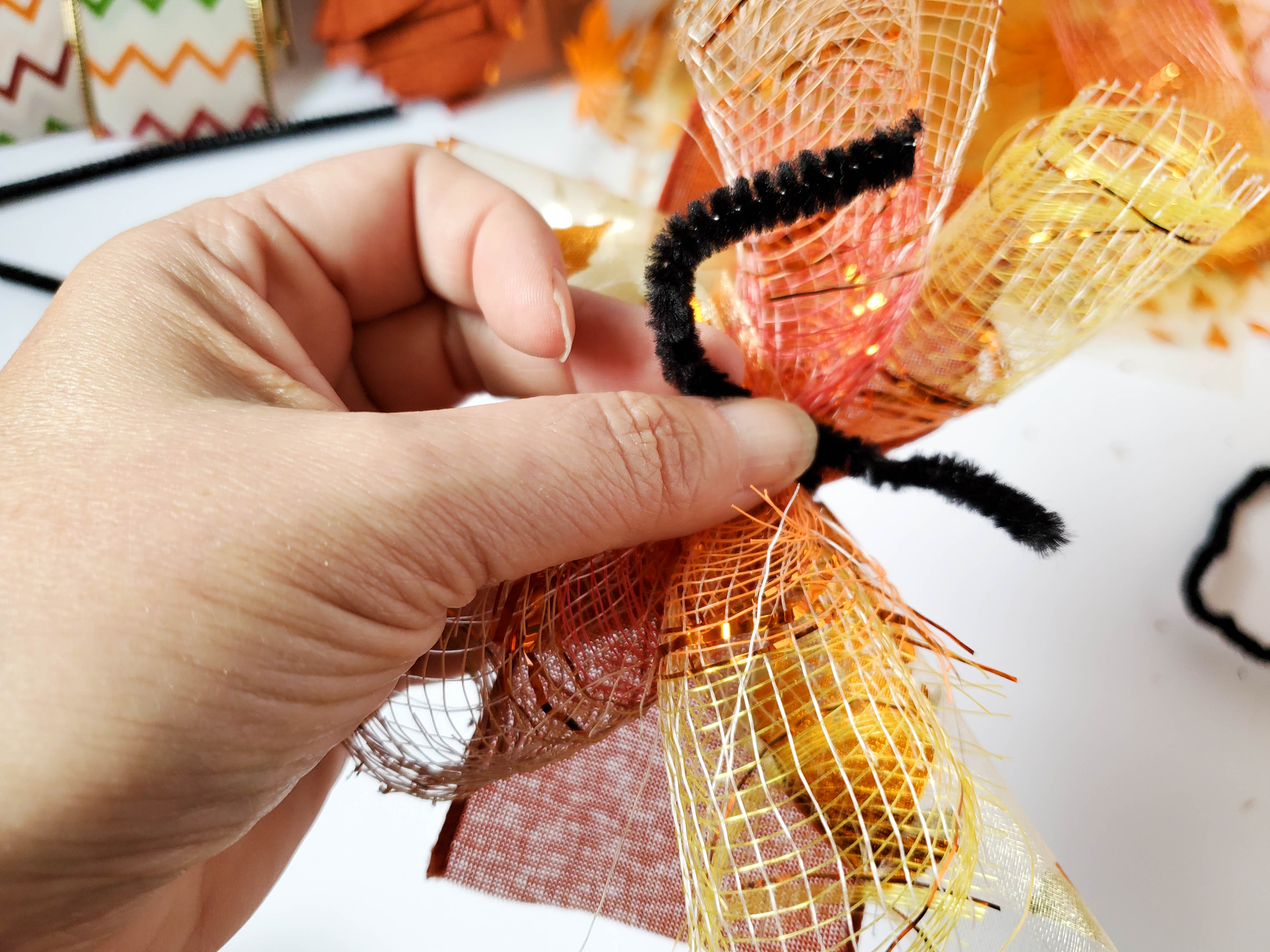 scarecrow handmade fall mesh wreath