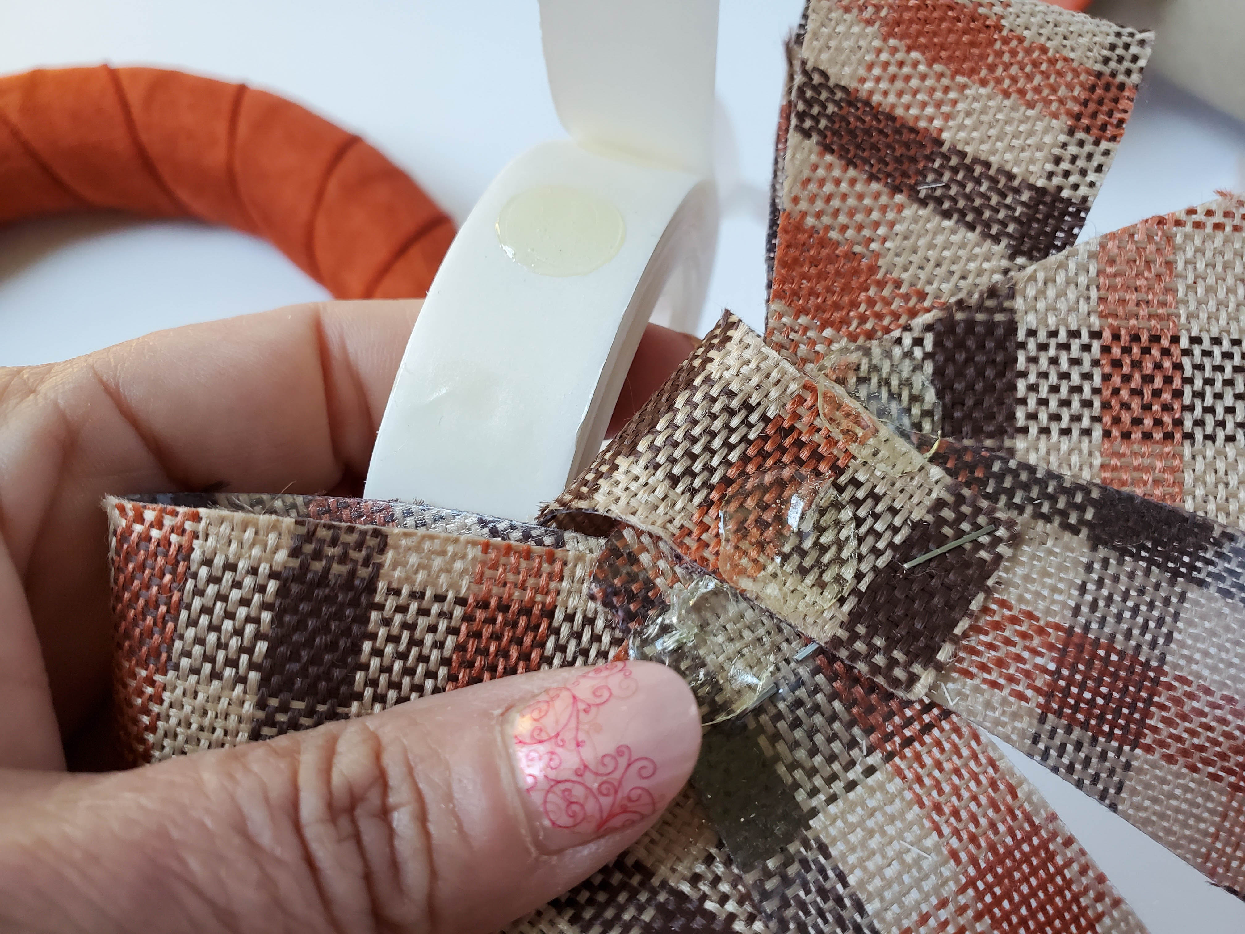 Dollar Tree orange plaid wreath
