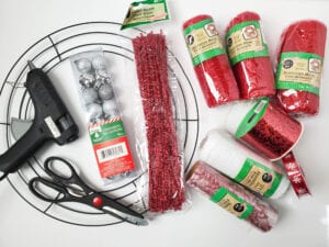 Supplies For Red And White Christmas Mesh Wreath
