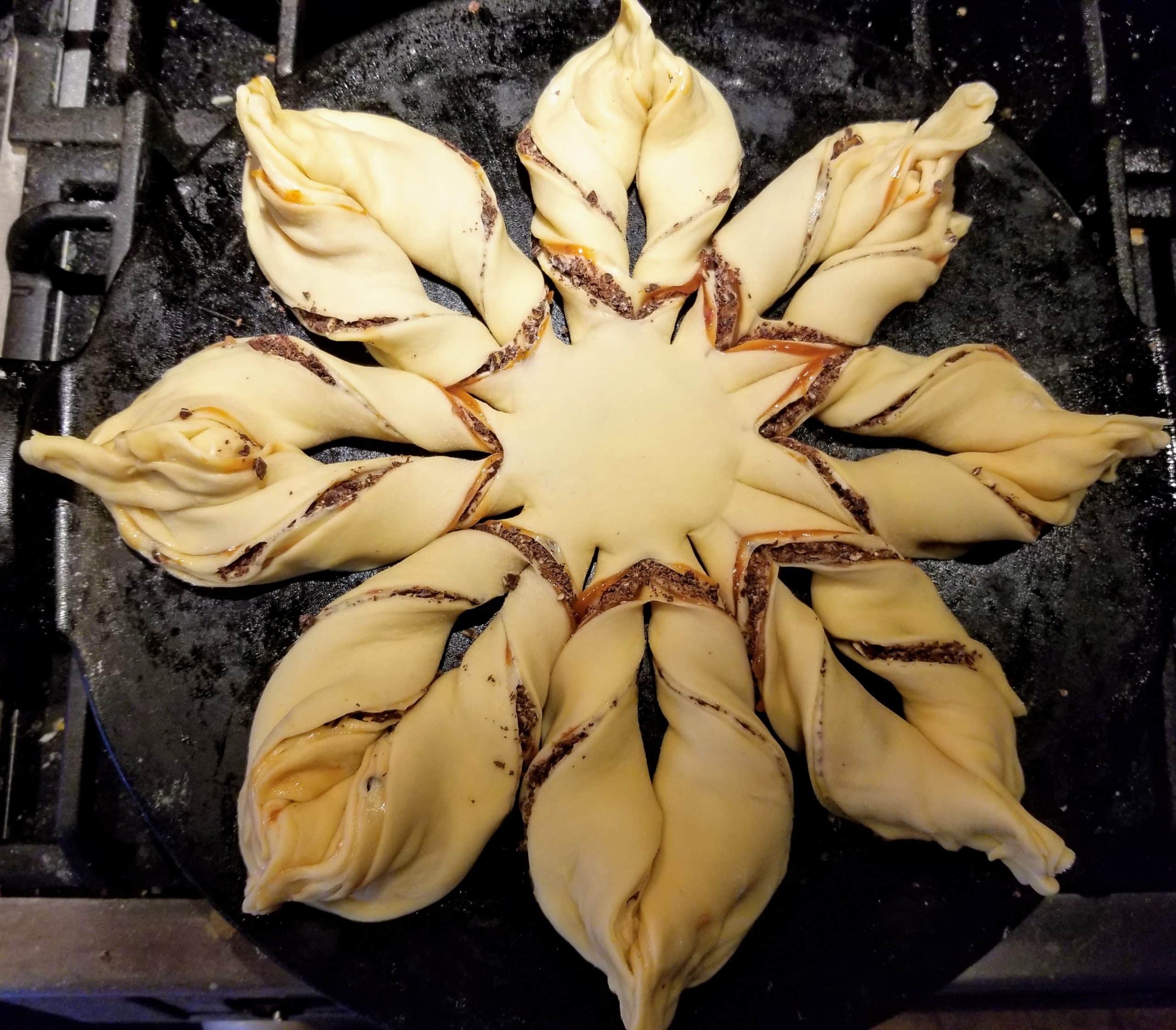 chocolate star bread ready to bake