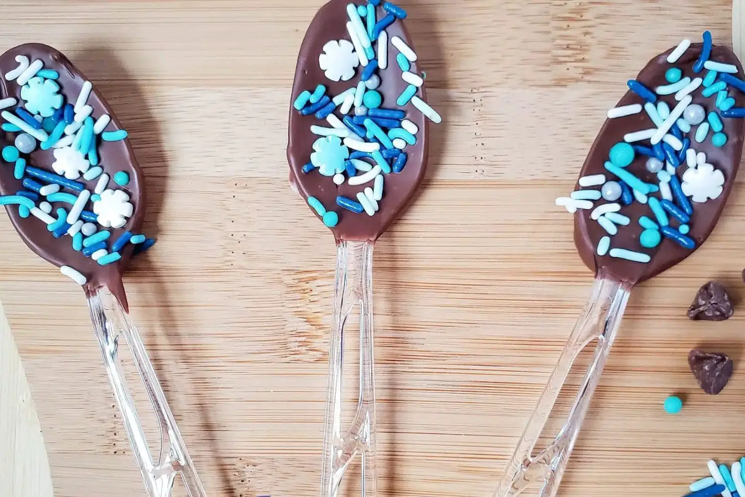 Snowflake Chocolate Covered Spoons For Stirring Hot Chocolate