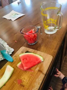 watermelon on a cutting board
