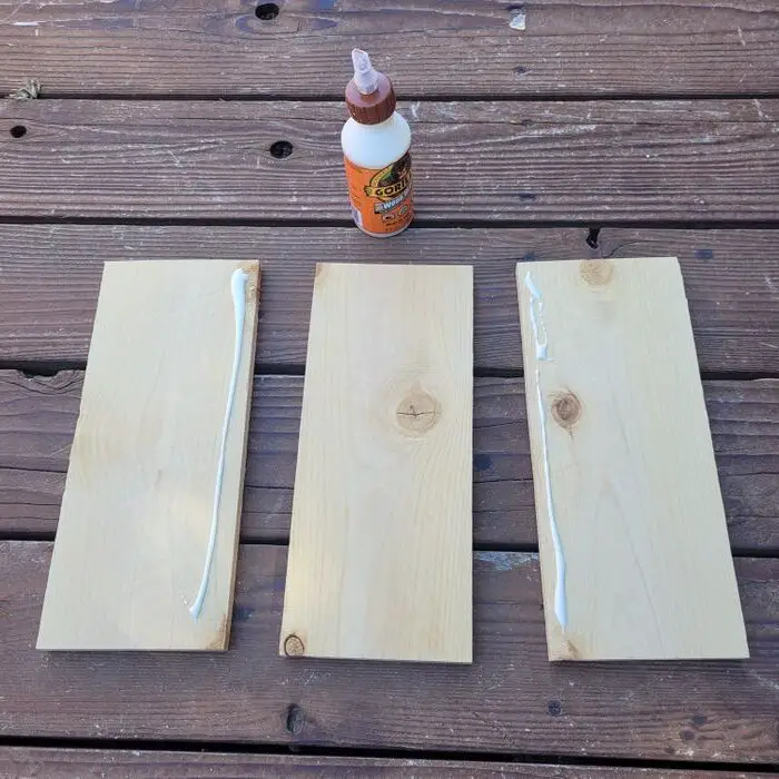 gluing wood for a DIY centerpiece box