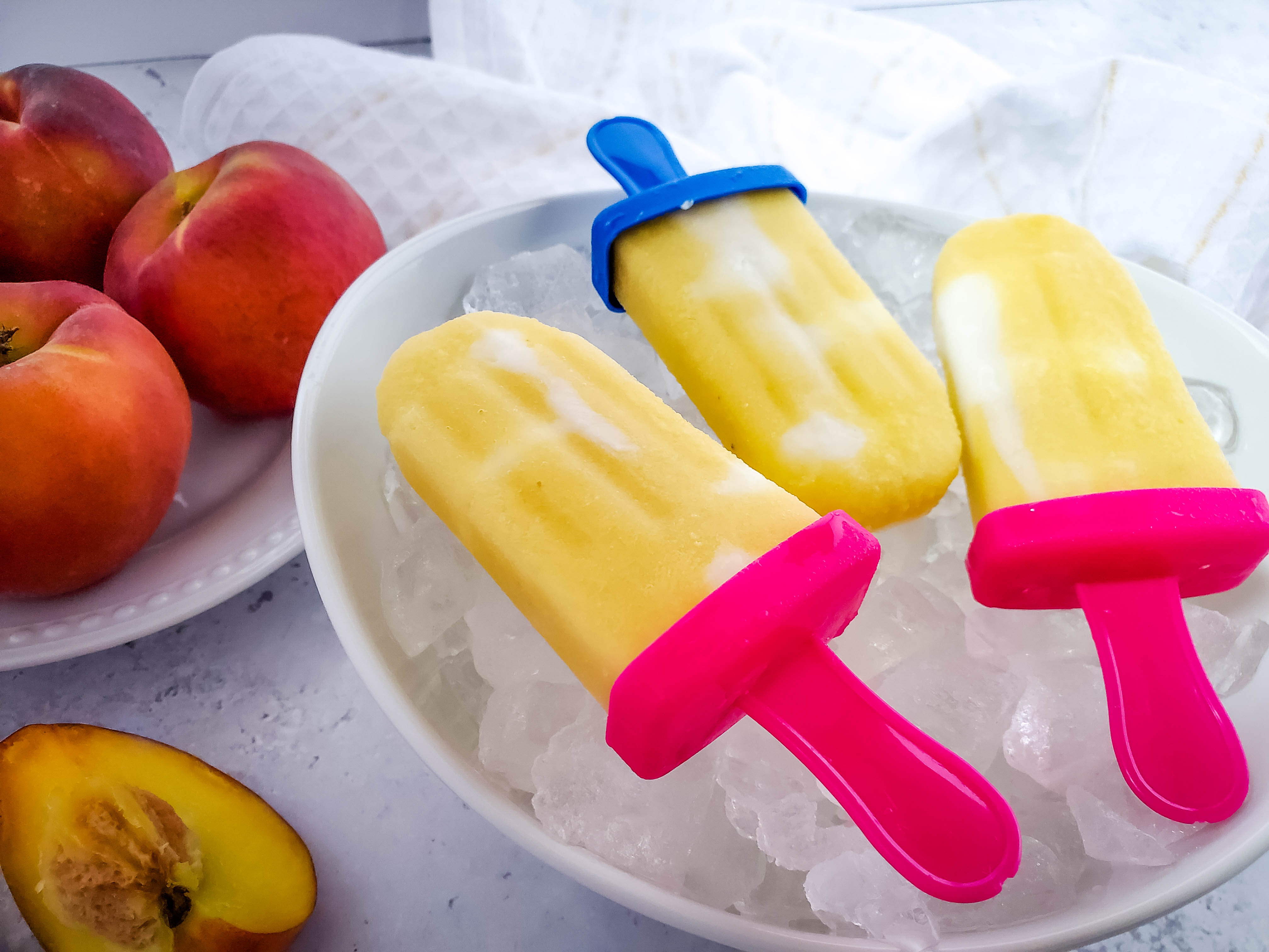 creamy fresh peach popsicle