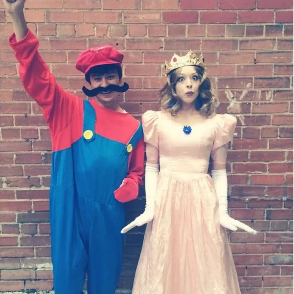 Mario and Princess Peach costumes