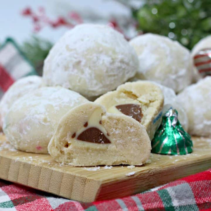 Christmas Hershey Kiss Cookies ~ Surprise Snowballs