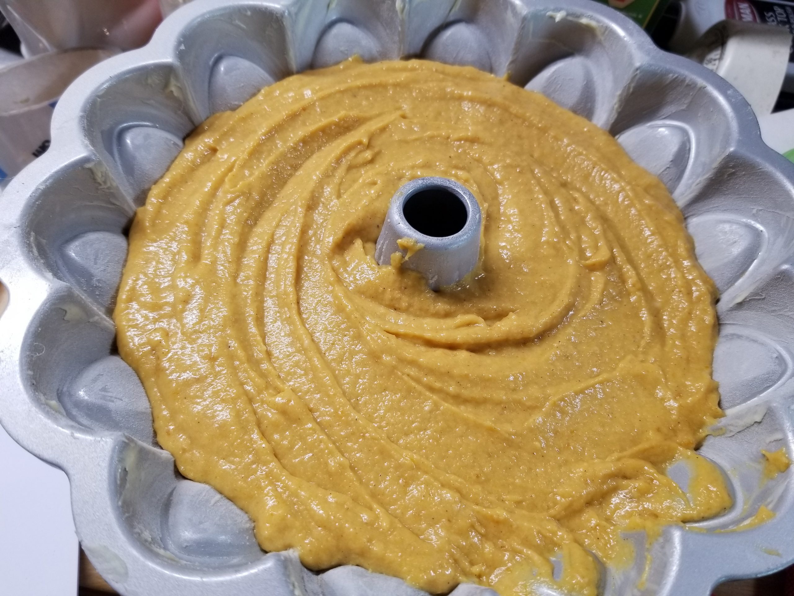 spoon batter into bundt pan
