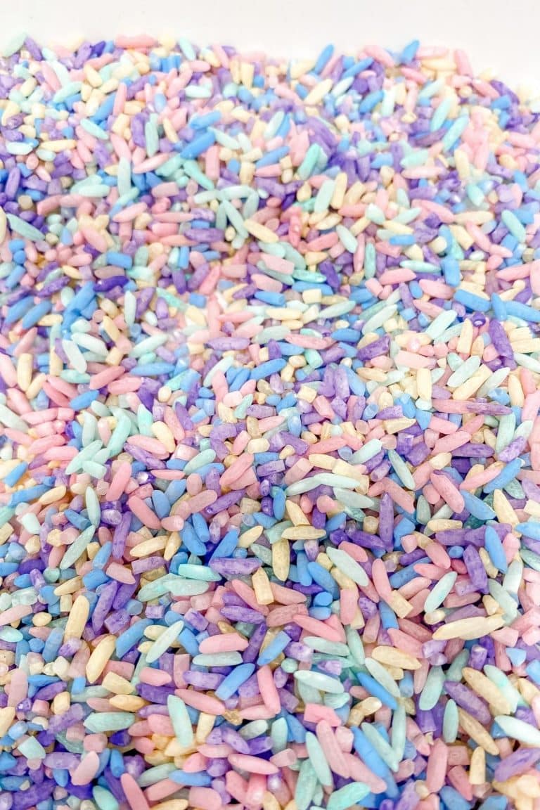 Sprinkle Math Matter Rice The EASIEST Way to Color Rice for Sensory Play - Celebrate and Have Fun