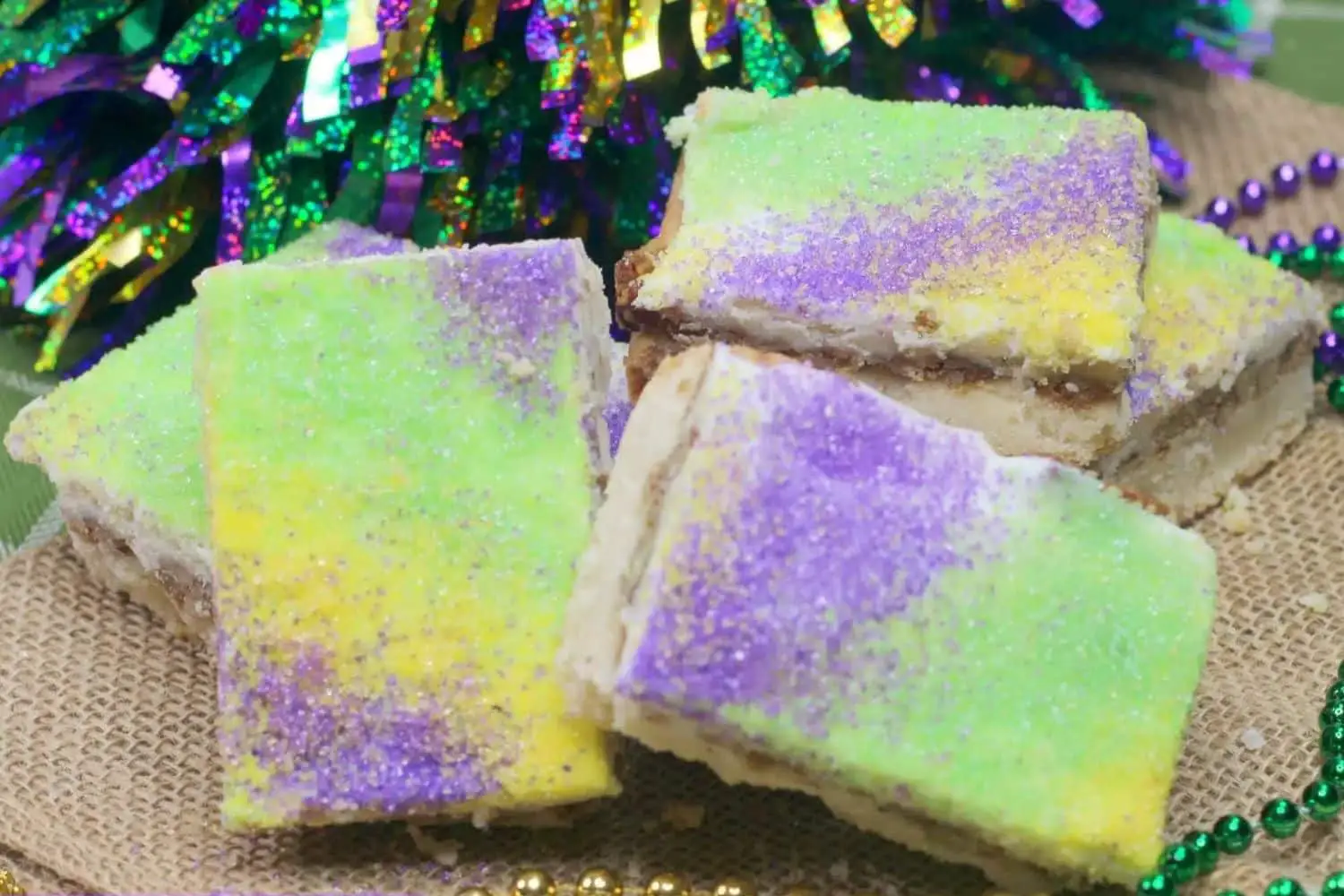 The Best Mardi Gras King Cake Pecan Bars Made With Rum