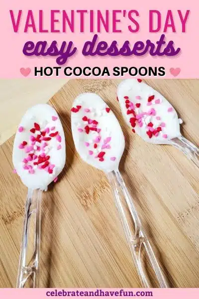 spoons dipped in white chocolate with valentine's day sprinkles on them