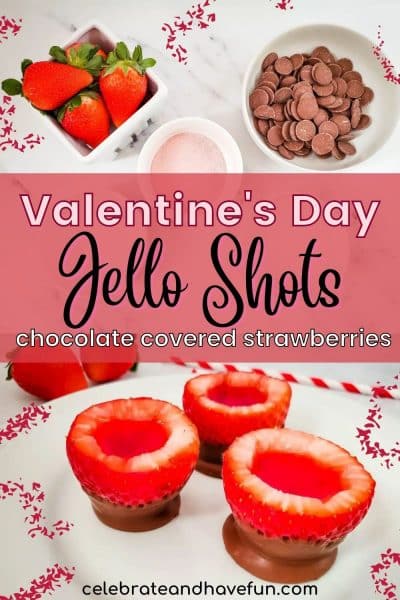 chocolate covered strawberries with jello shots inside them