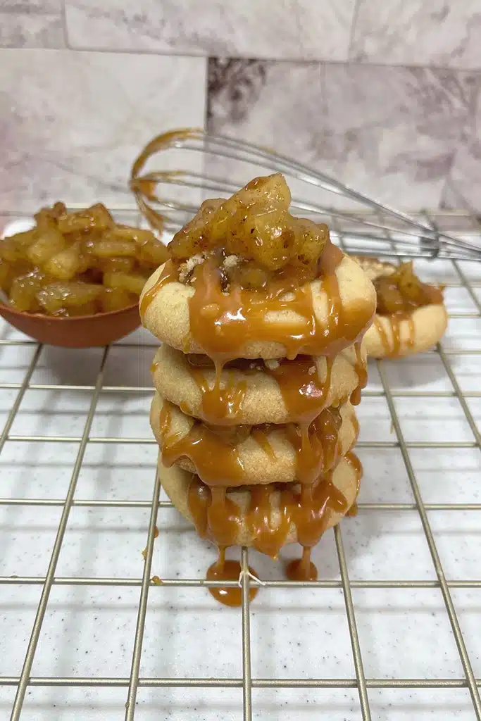 Apple pie cookies recipe with cake box batter mix and caramel