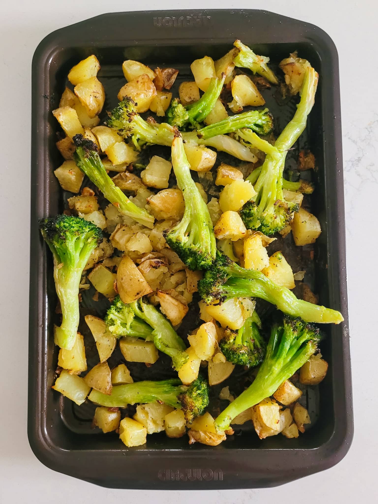 oven roasted potatoes and broccoli