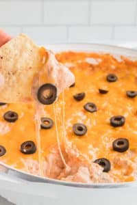 cheesy ground beef taco dip - served hot