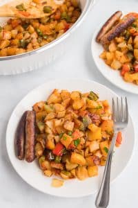 breakfast potatoes served with sausage