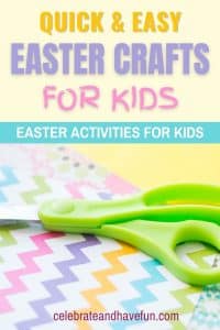 kids scissors on top of an easter egg pattern paper