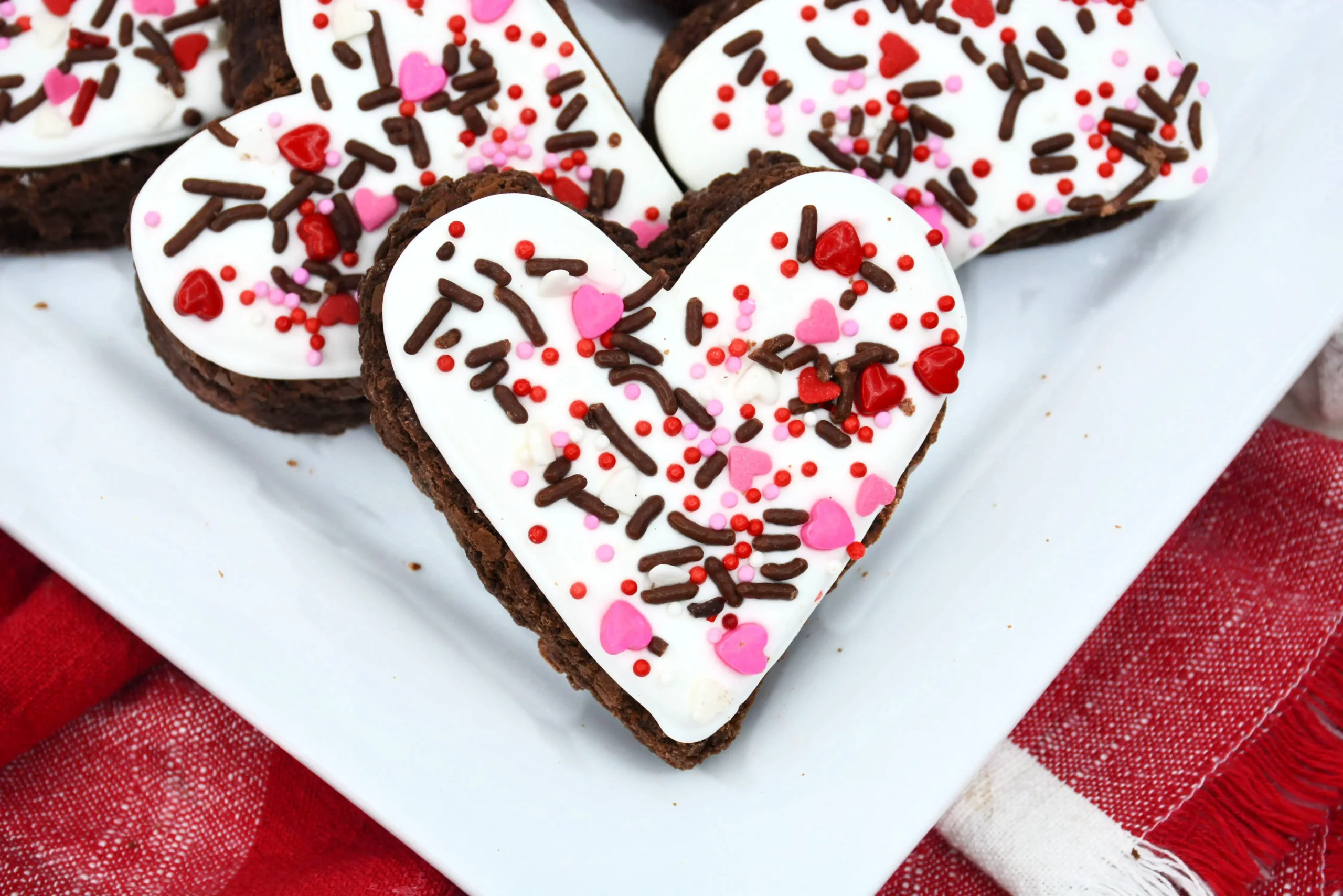 Valentine’s Day White Chocolate Brownie Hearts