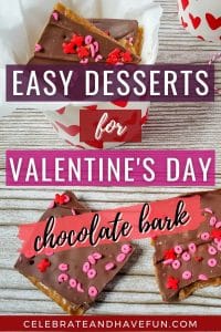 chocolate bark inside a valentines day cup