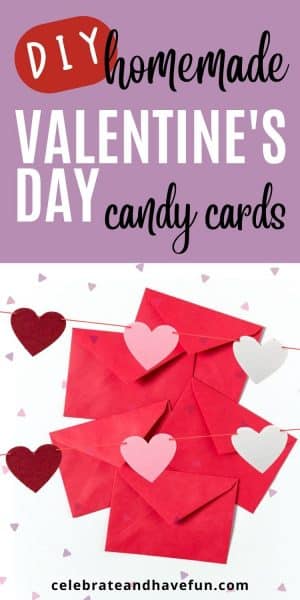 red envelopes with valentines day hearts on a string