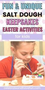 child painting a salt dough clay easter shape
