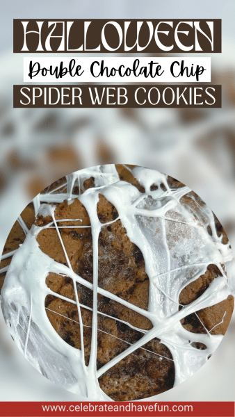 chocolate cookies for halloween with marshmallow that looks like a spider web