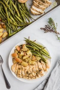 Sheet Pan Chicken and Potatoes served