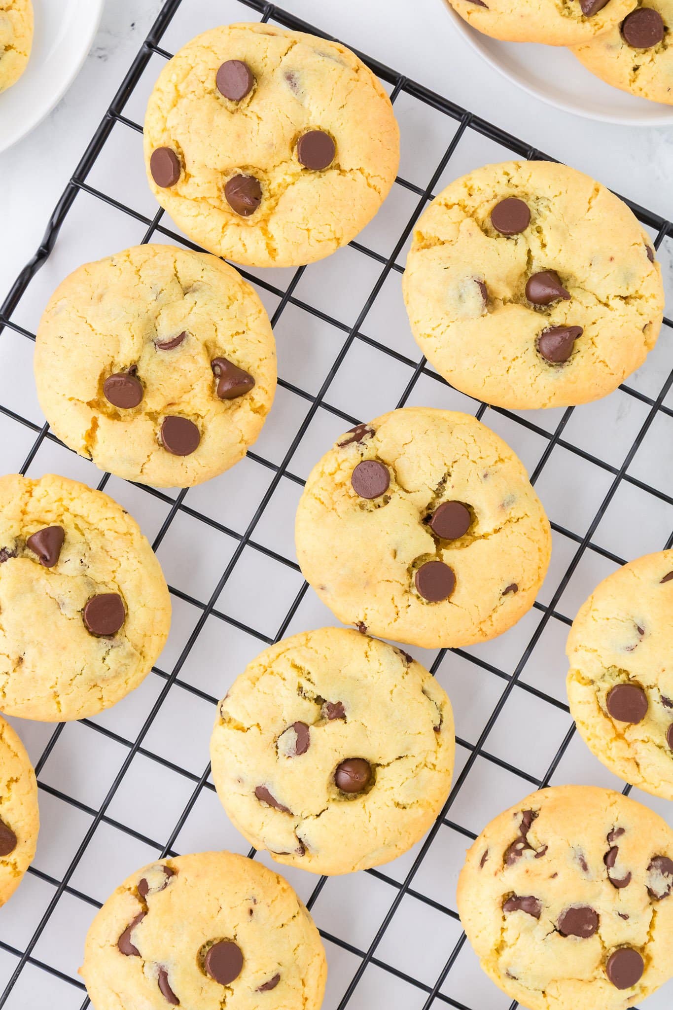 yellow cake mix cookies on a cooling rack