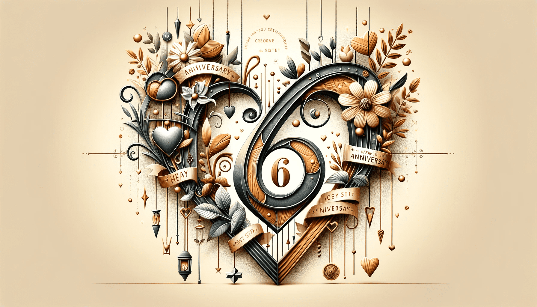 An image ideal for a 6th wedding anniversary article, featuring quotes, captions, and wishes.