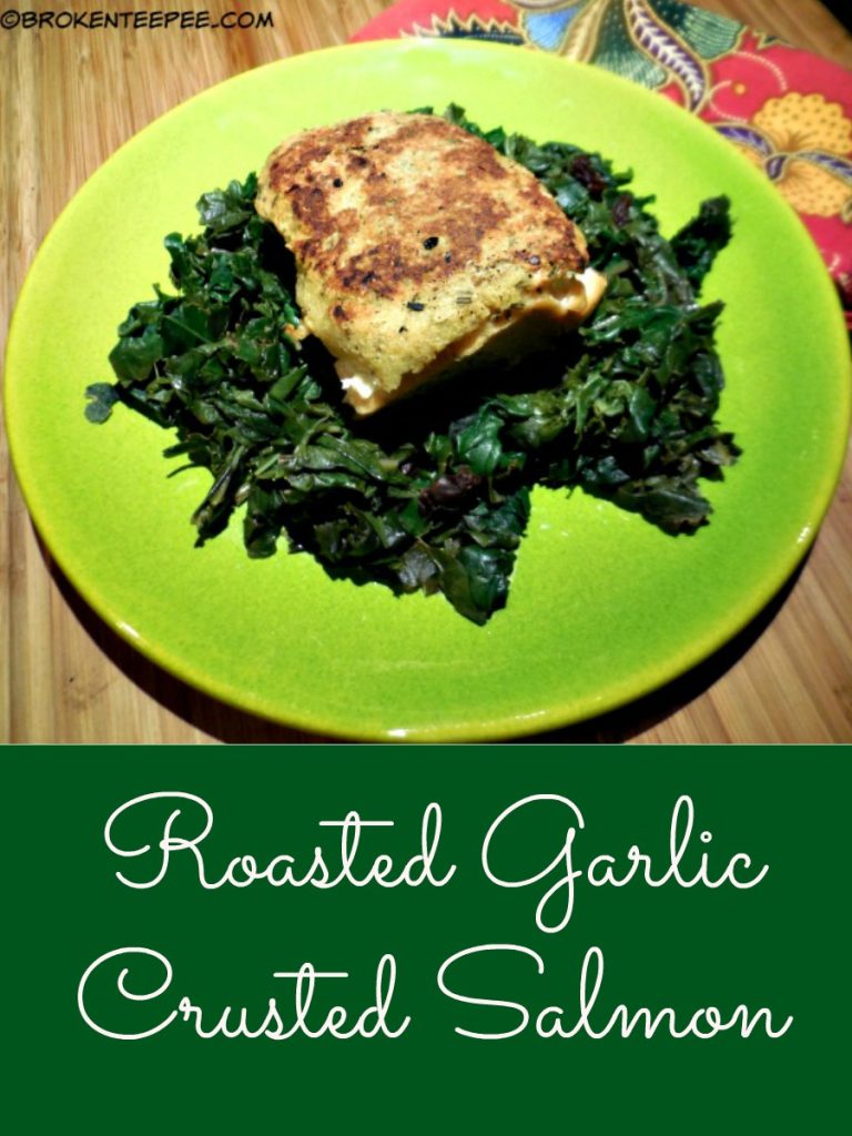Roasted Garlic Crusted Salmon - a 350 Calorie Dinner