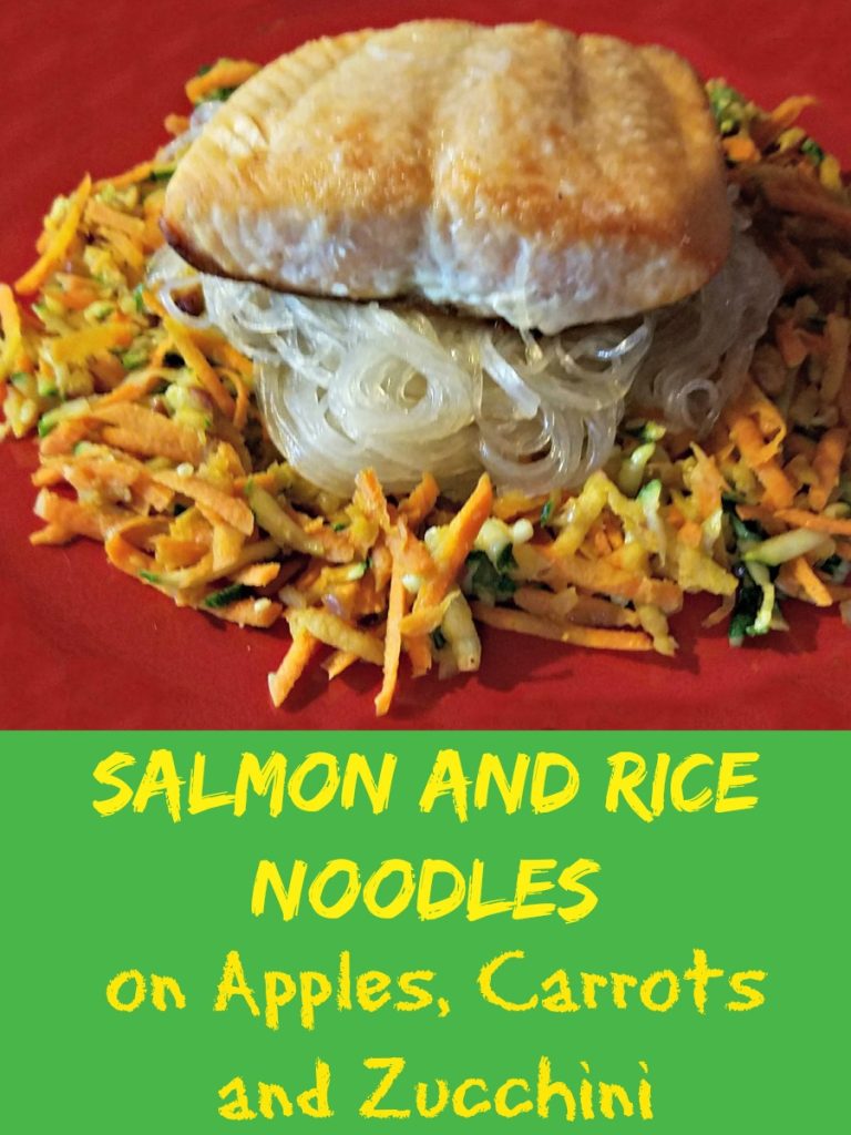 apple recipe, Salmon and Rice Noodles on Apples Carrots and Zucchini, #SoFabSeasons
