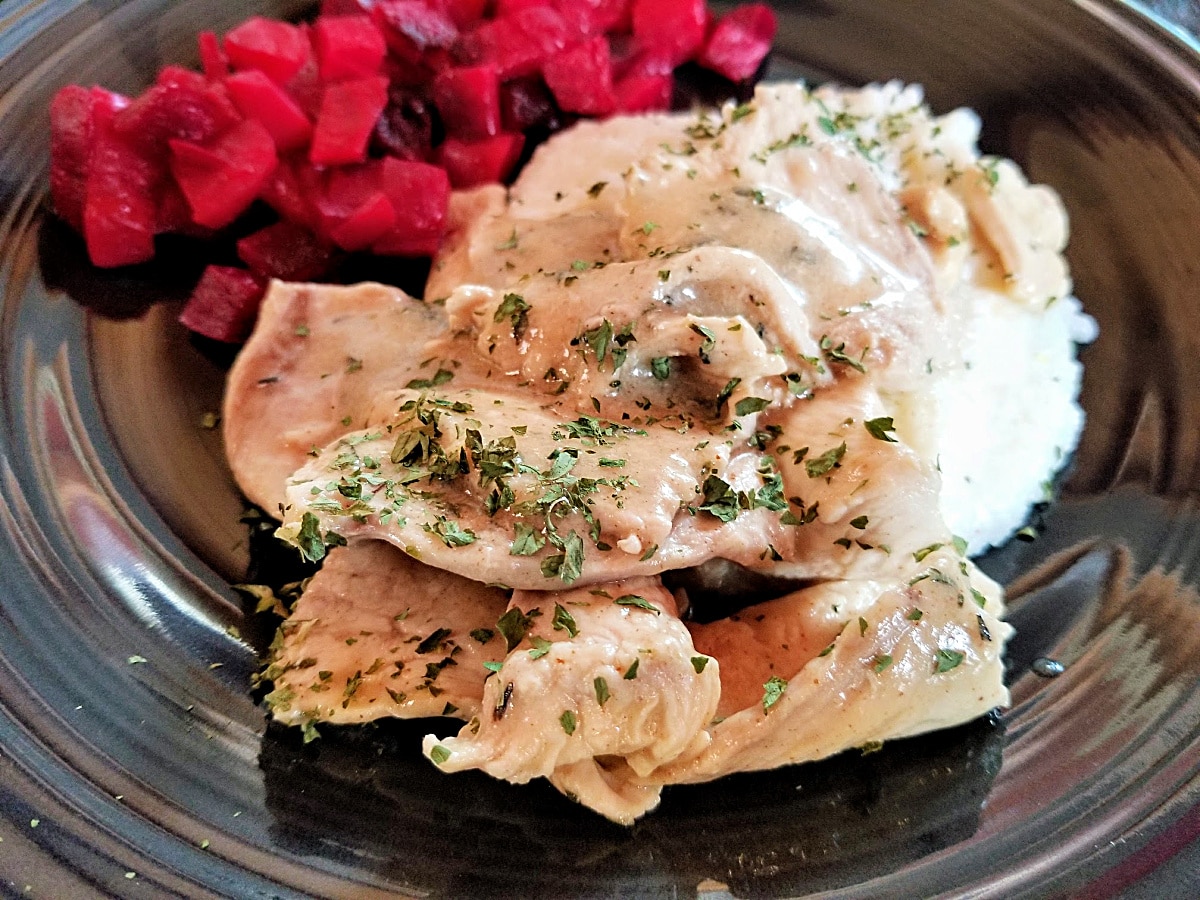 Braised Honey Mustard Chicken on Grits – Post GERD Surgery Recipe