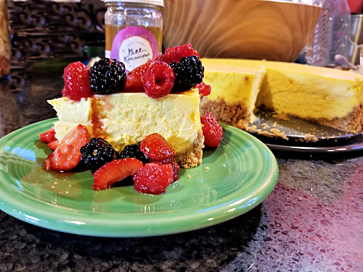 New York Cheesecake with Honey and Lemon Berries