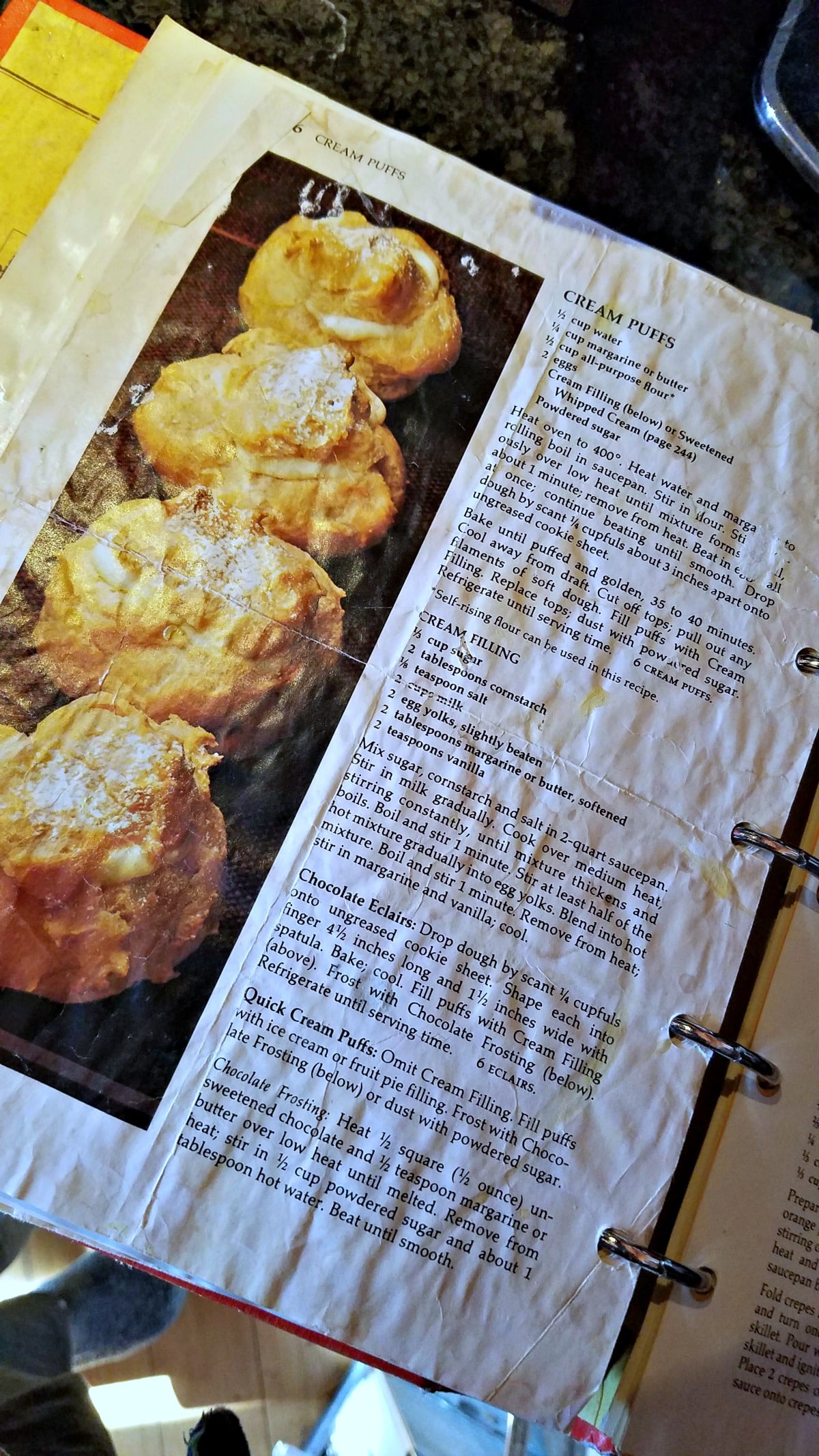 Betty Crocker Cookbook, cream puff recipe, cream puffs with spiced ice cream and salted caramel, cream puffs with ice cream, ice cream choux pastry