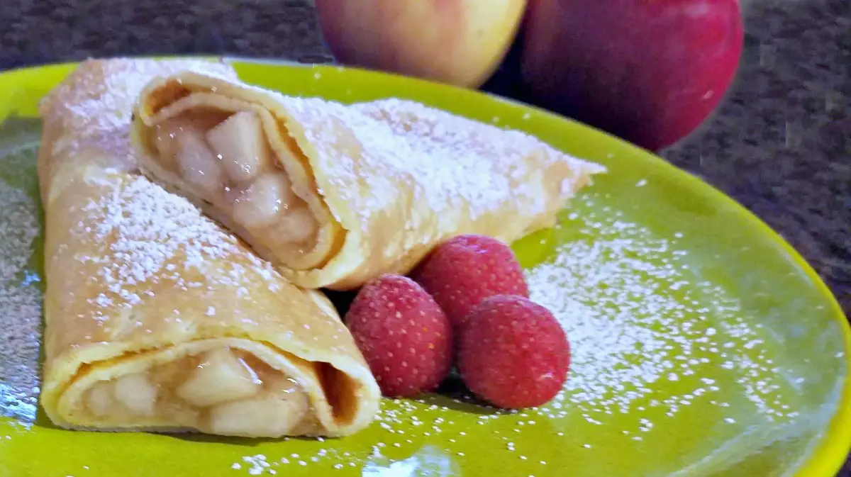 Making French Crepes with Apple Pie Filling
