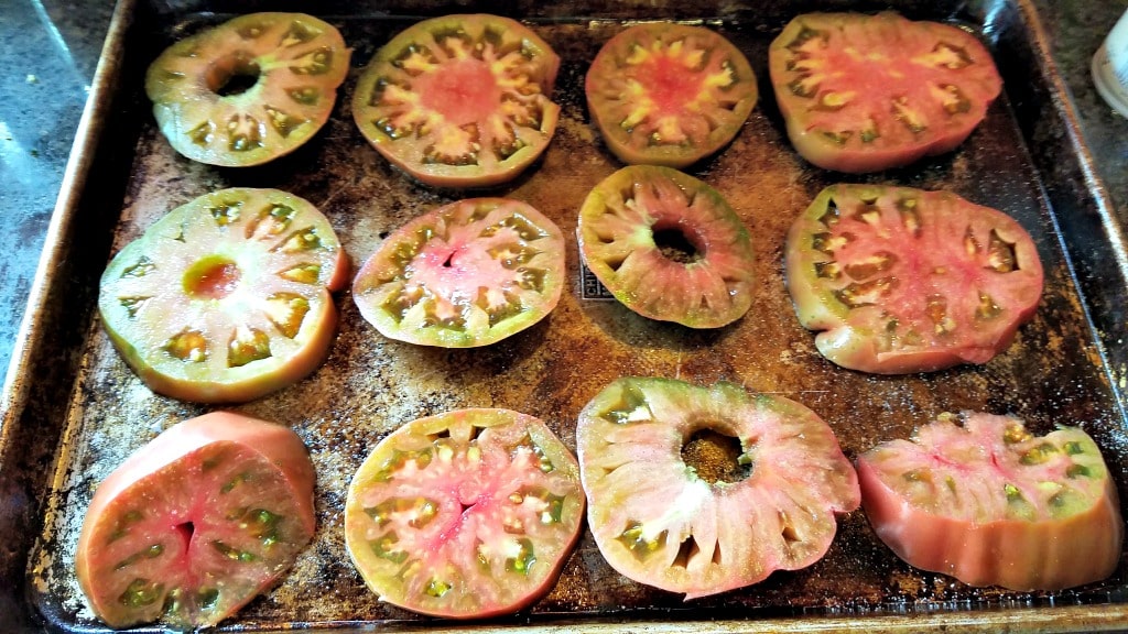 Eggplant, Tomato and Feta Tart, sliced tomatoes