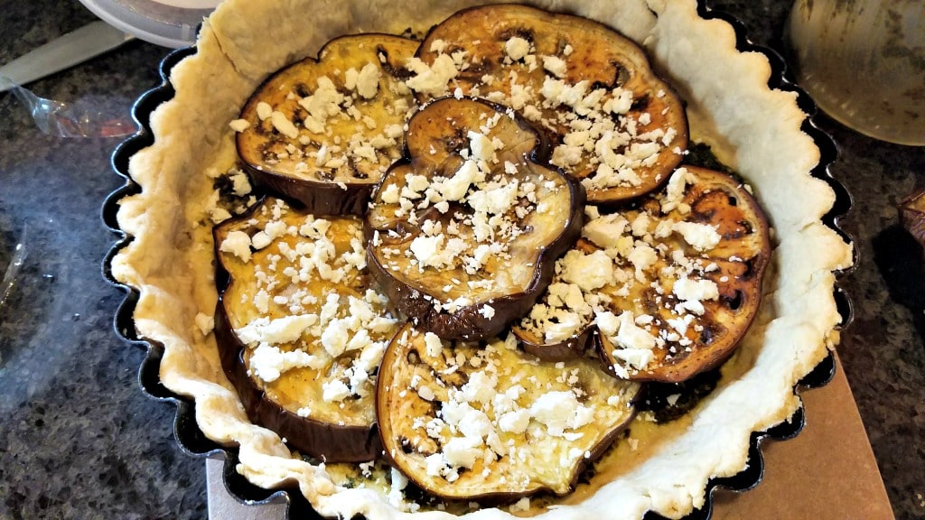 Eggplant, Tomato and Feta Tart, layer of eggplant with feta