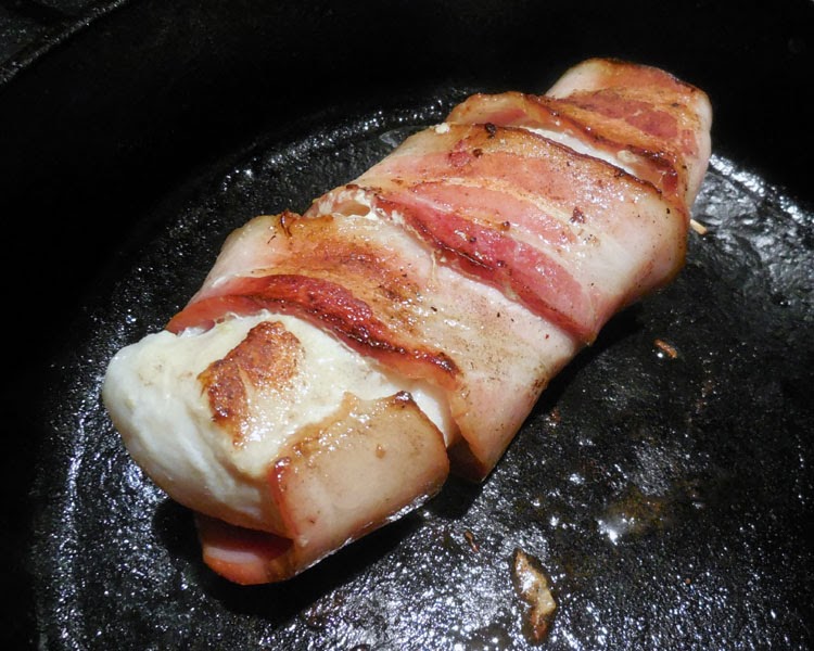 bacon wrapped sea bass